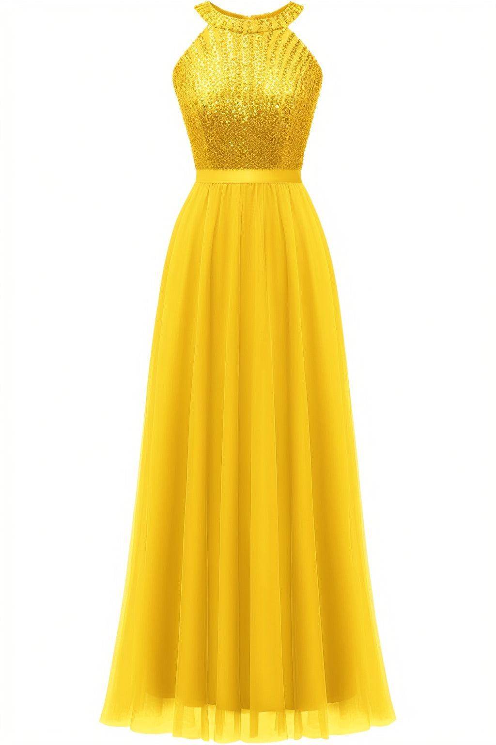 A-Line Floor Length Sequined Prom Dress CS0422
