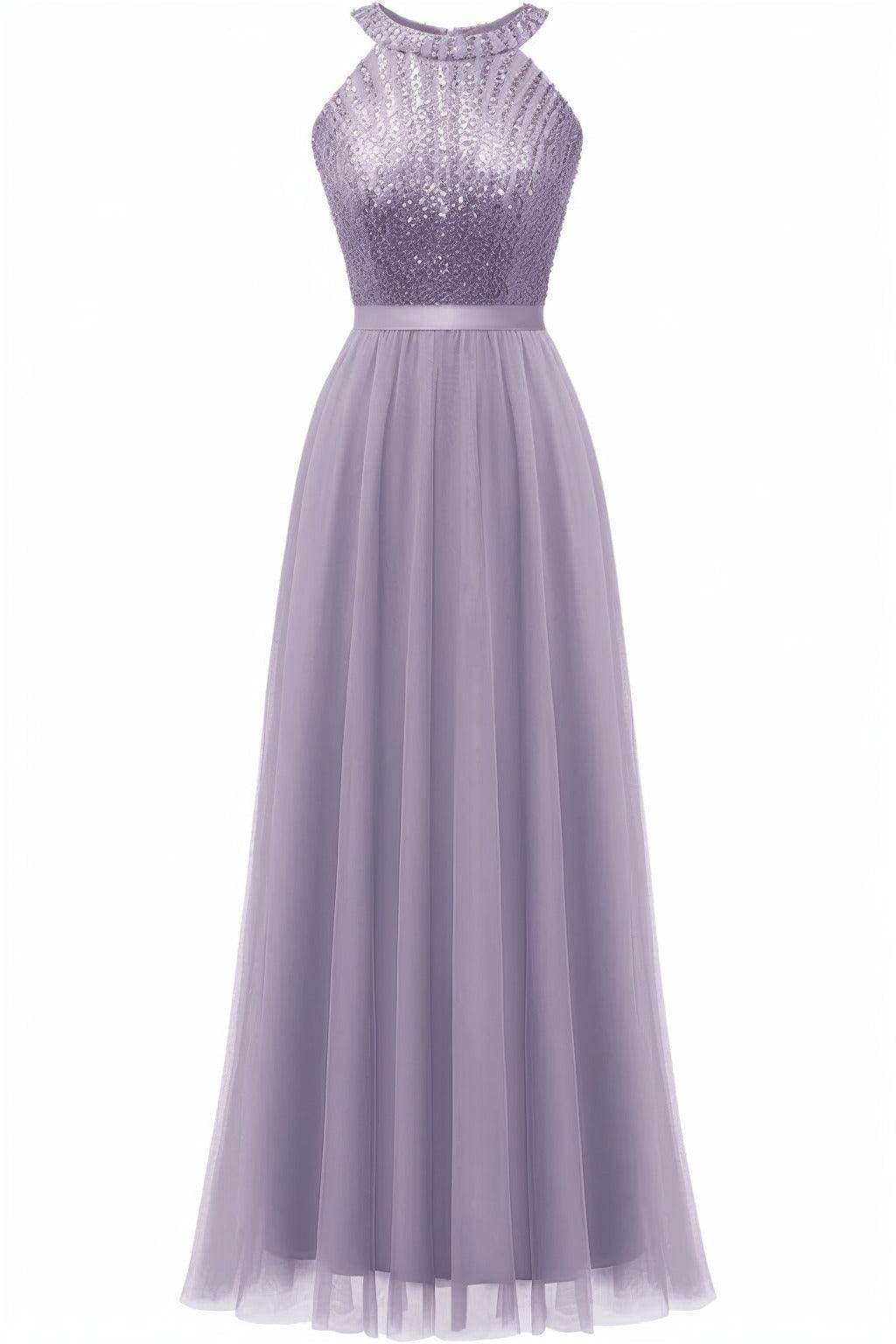 A-Line Floor Length Sequined Prom Dress CS0422