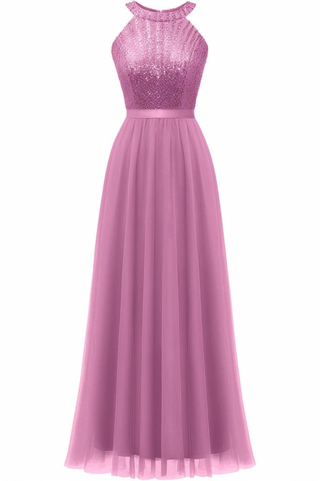 A-Line Floor Length Sequined Prom Dress CS0422