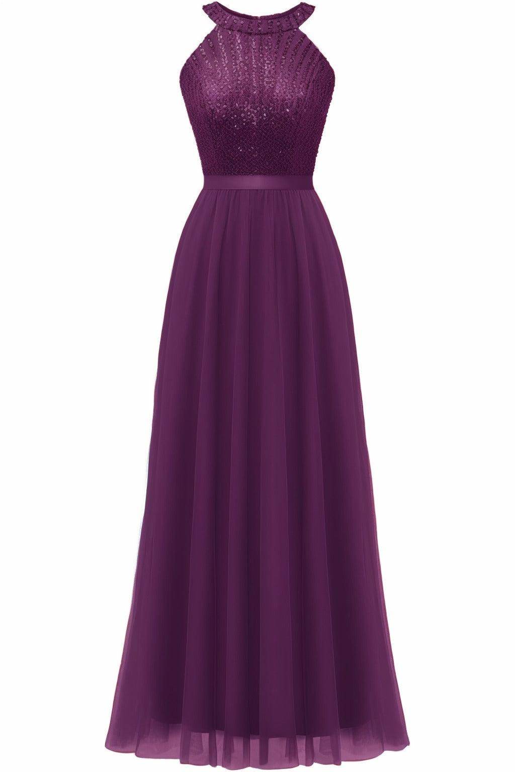 A-Line Floor Length Sequined Prom Dress CS0422