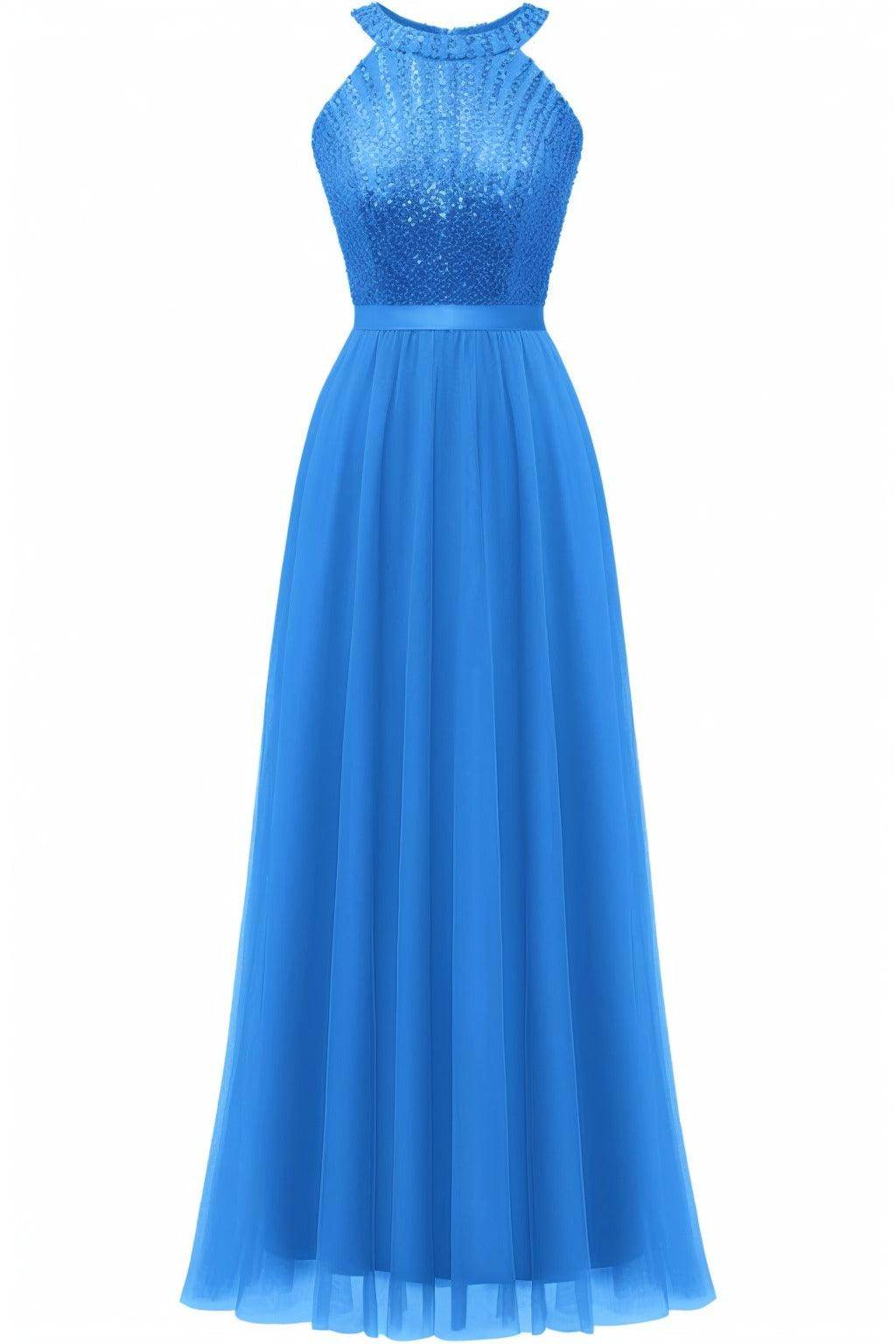 A-Line Floor Length Sequined Prom Dress CS0422