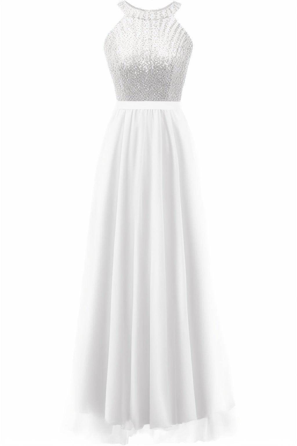 A-Line Floor Length Sequined Prom Dress CS0422