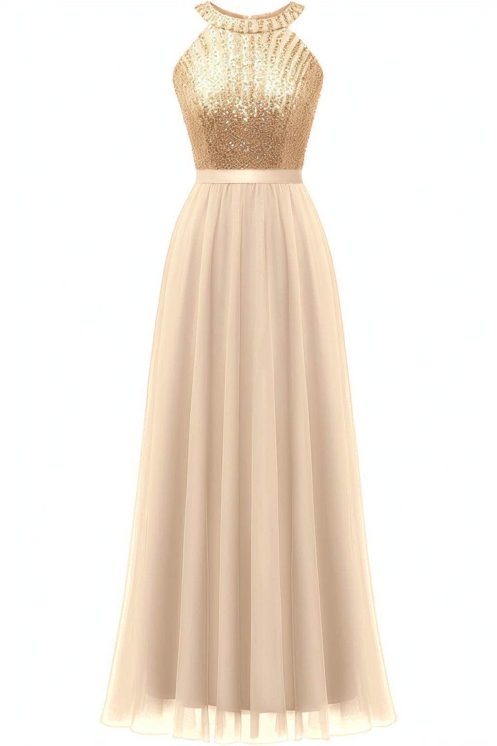 A-Line Floor Length Sequined Prom Dress CS0422