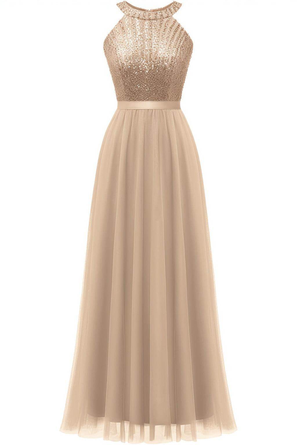 A-Line Floor Length Sequined Prom Dress CS0422