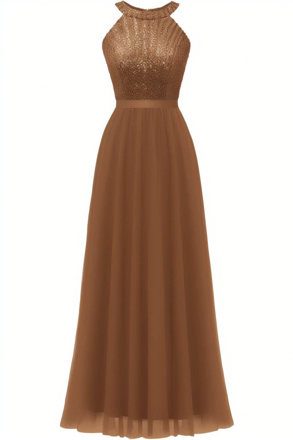 A-Line Floor Length Sequined Prom Dress CS0422