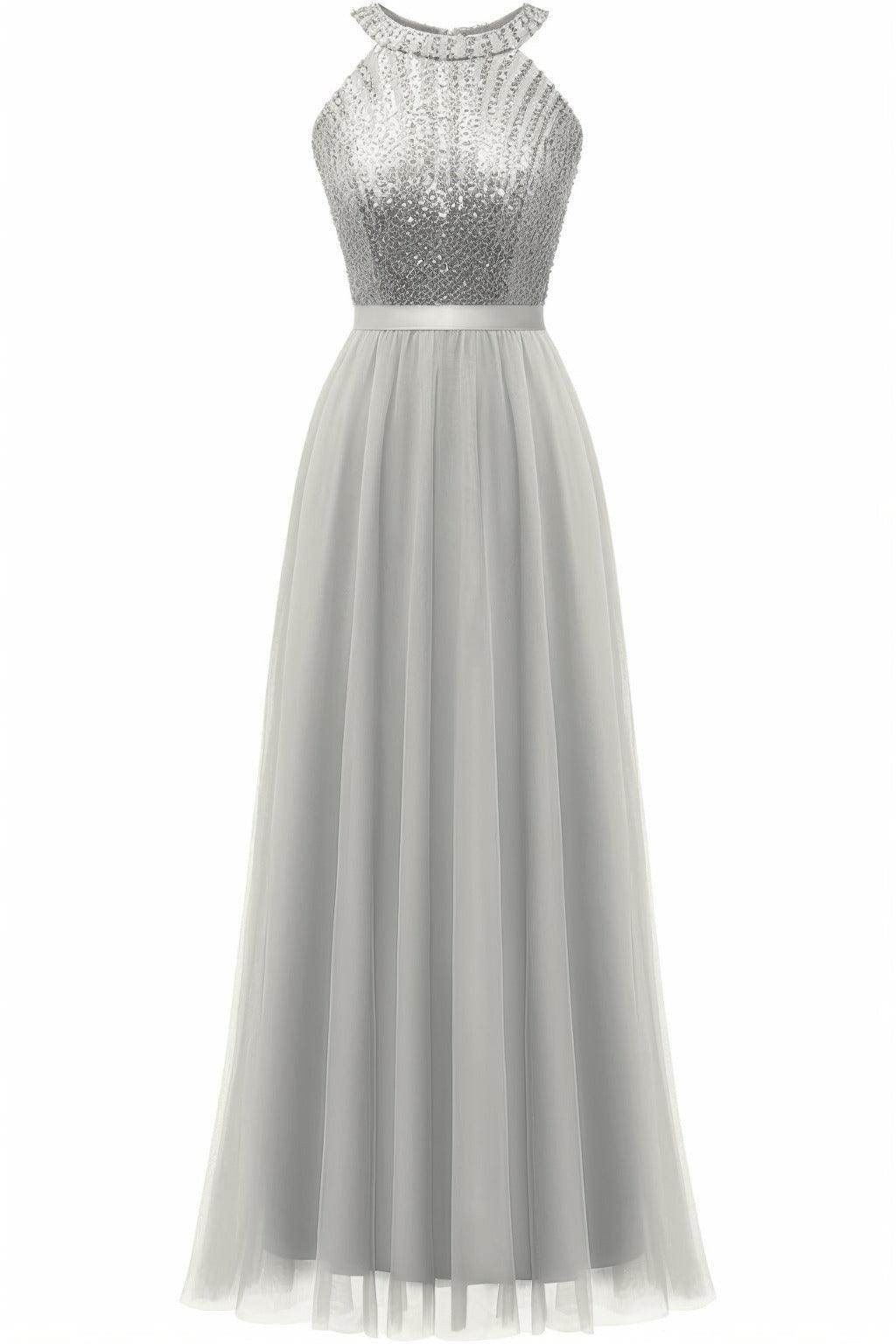 A-Line Floor Length Sequined Prom Dress CS0422