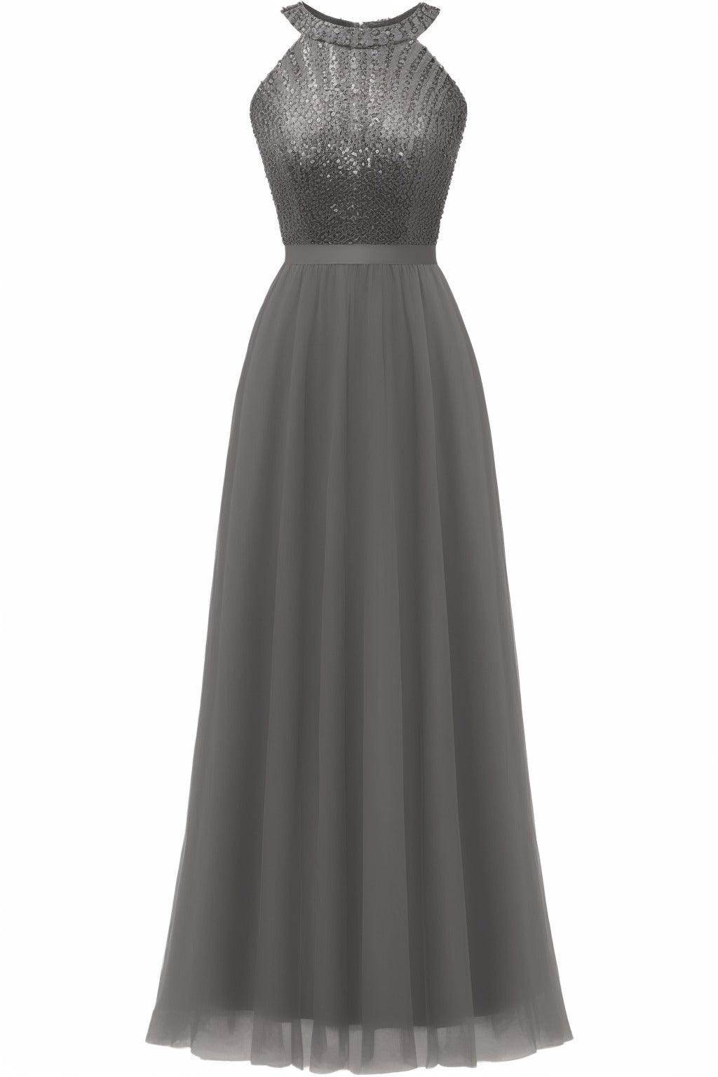A-Line Floor Length Sequined Prom Dress CS0422