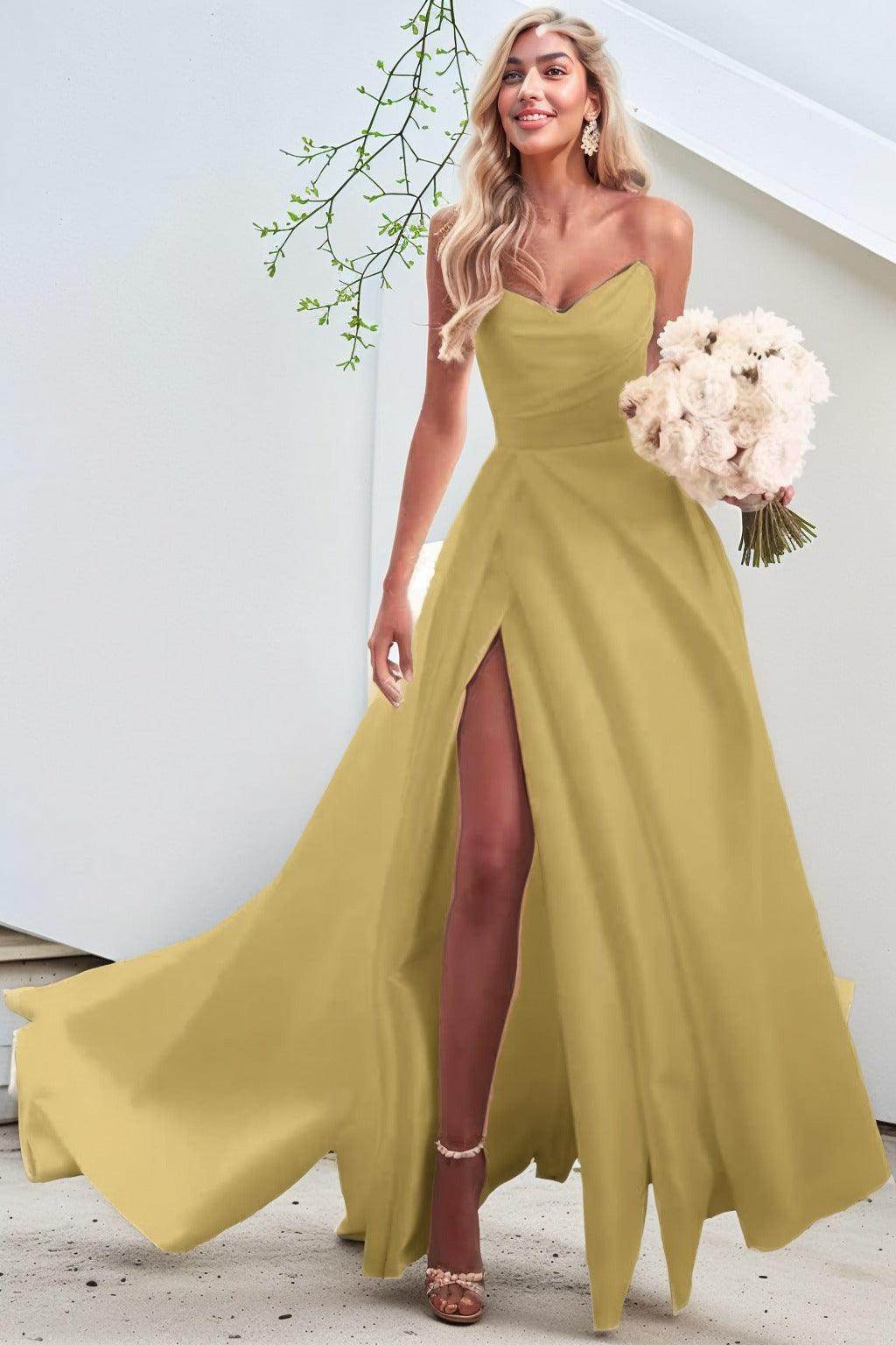 A-Line Court Train Satin Prom Dress CS0423