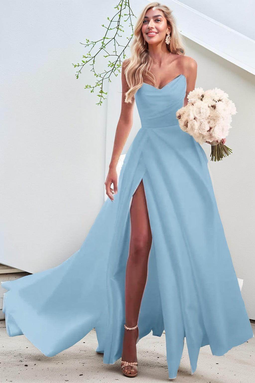 A-Line Court Train Satin Prom Dress CS0423