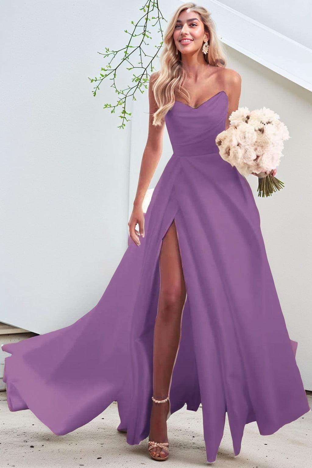 A-Line Court Train Satin Prom Dress CS0423