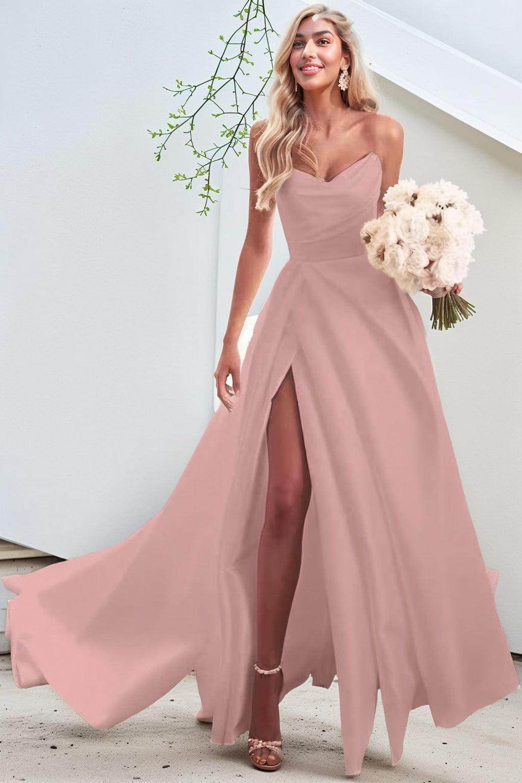 A-Line Court Train Satin Prom Dress CS0423