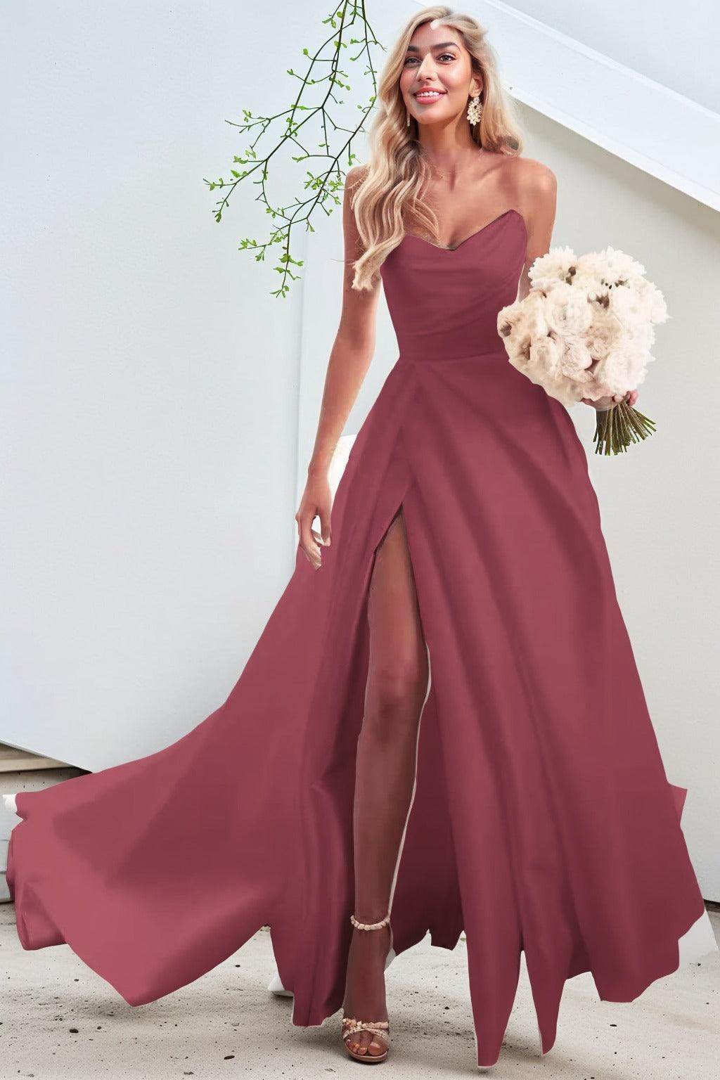 A-Line Court Train Satin Prom Dress CS0423