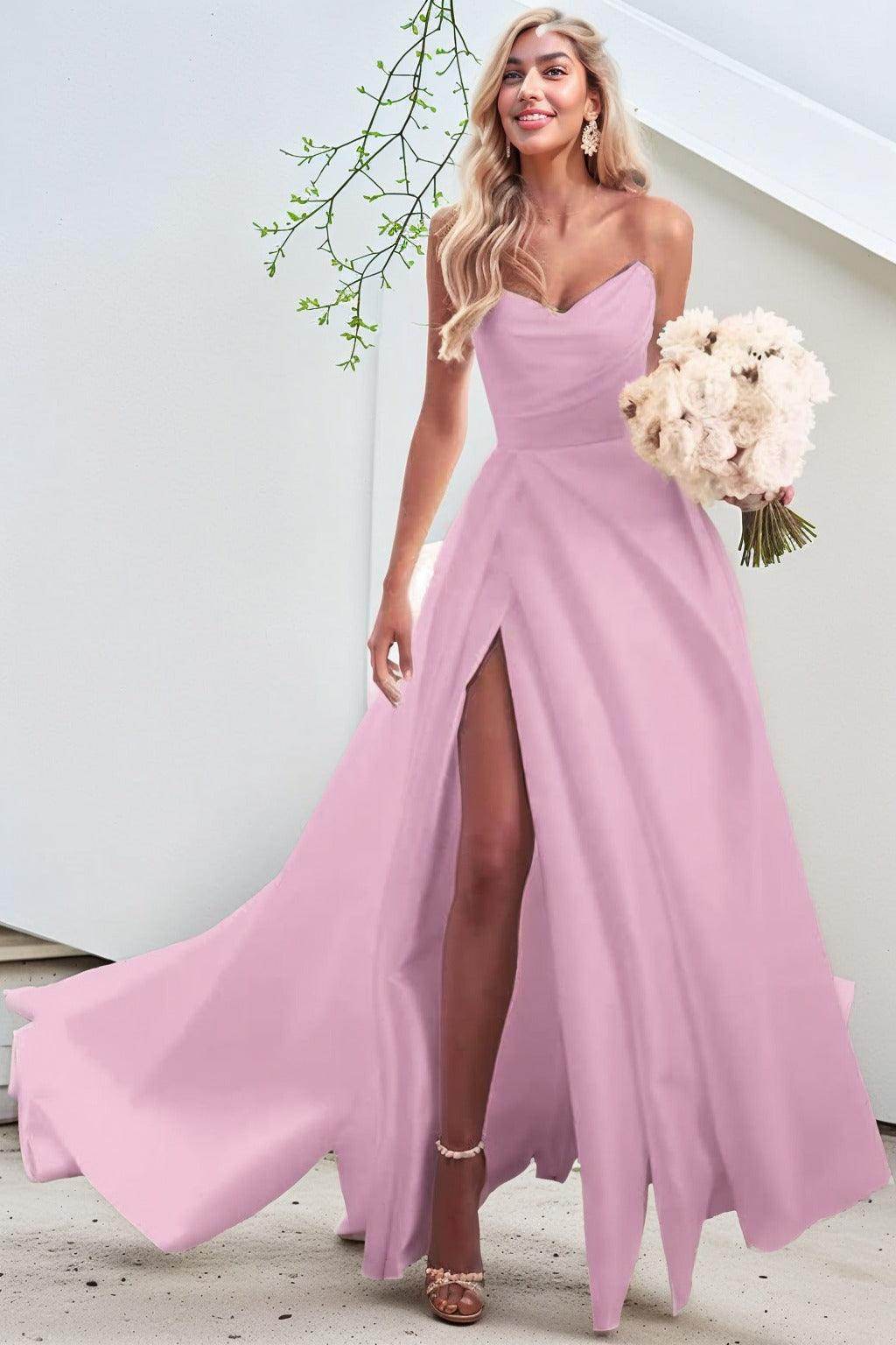 A-Line Court Train Satin Prom Dress CS0423