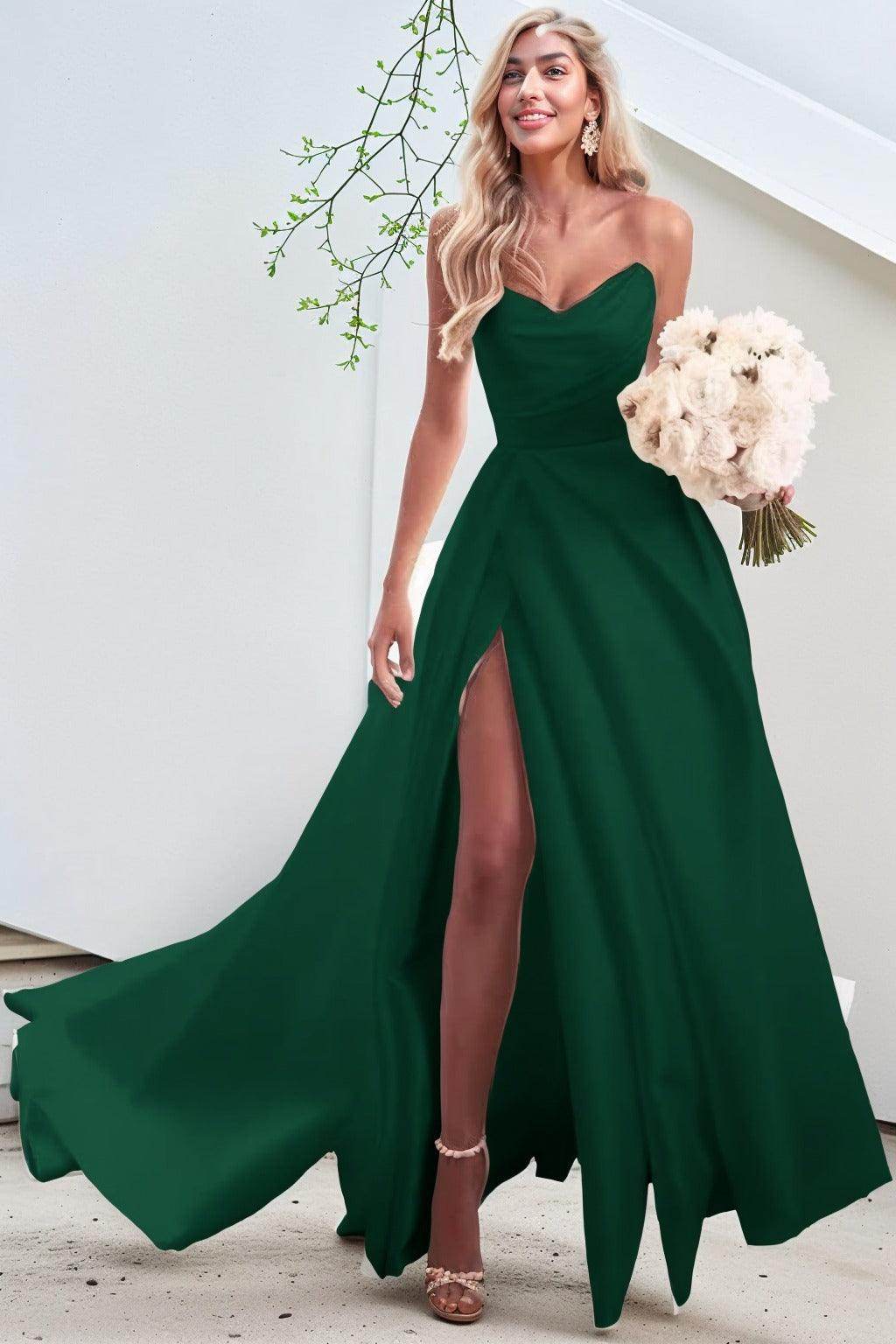 A-Line Court Train Satin Prom Dress CS0423