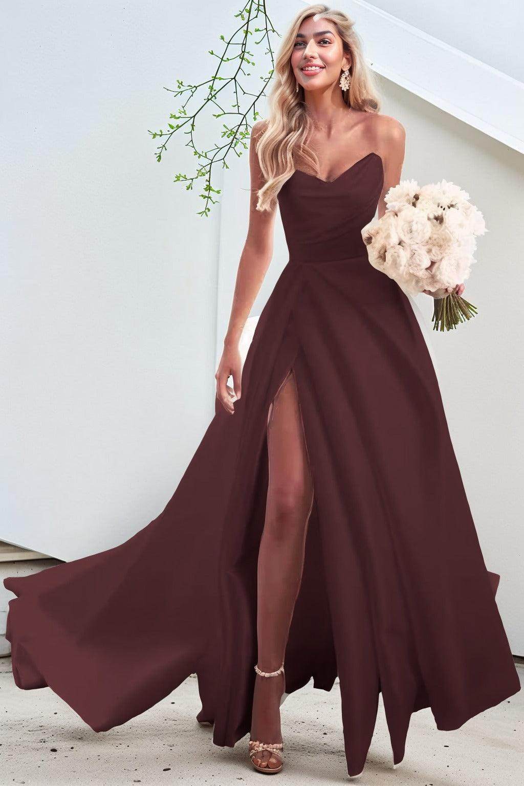 A-Line Court Train Satin Prom Dress CS0423