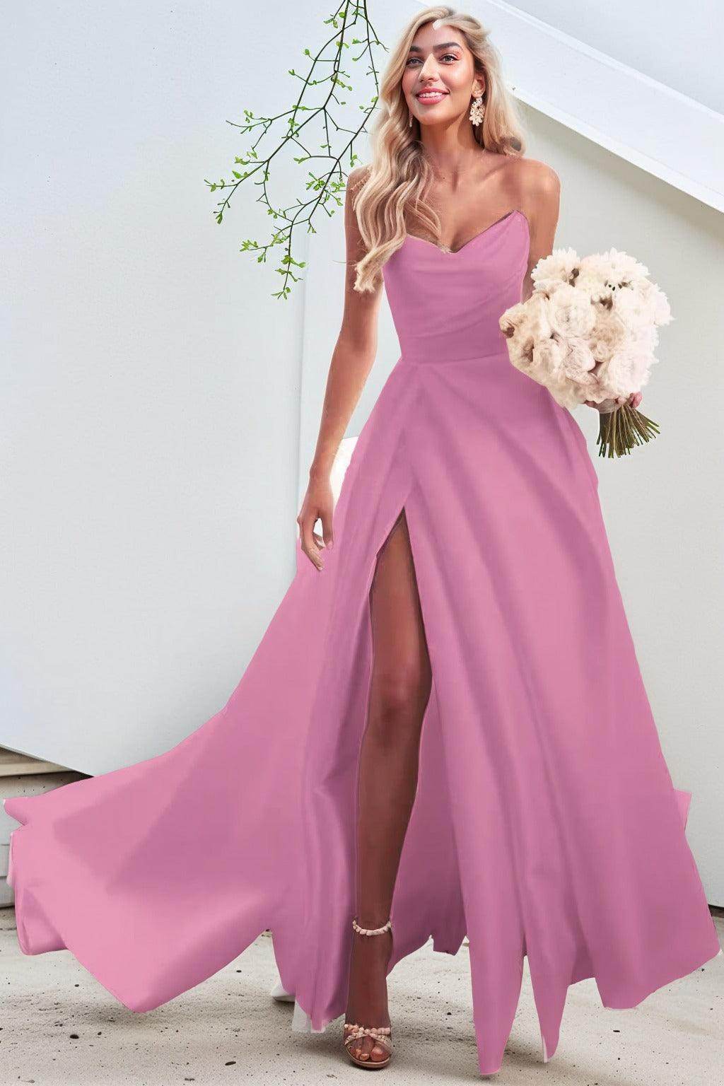 A-Line Court Train Satin Prom Dress CS0423