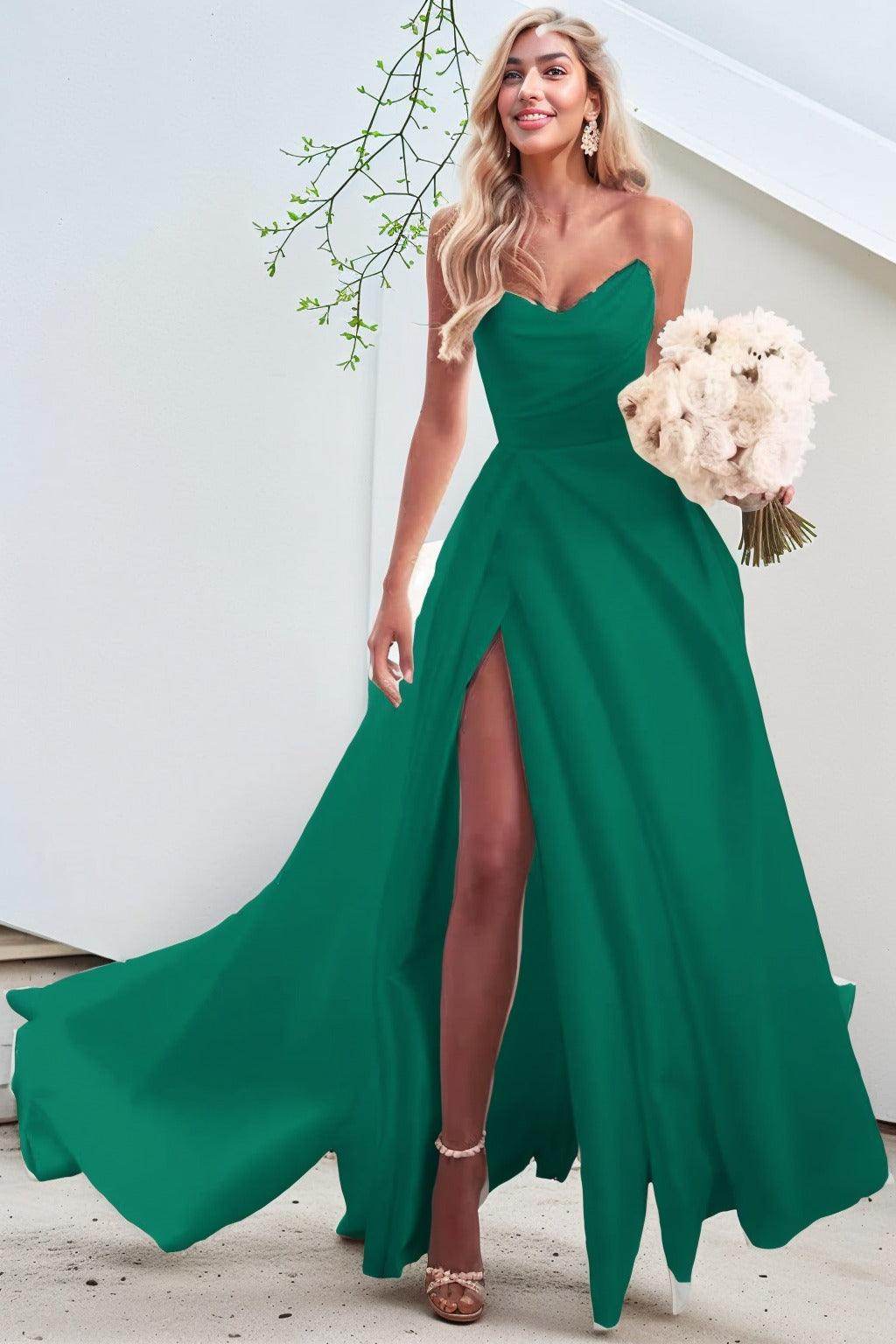 A-Line Court Train Satin Prom Dress CS0423