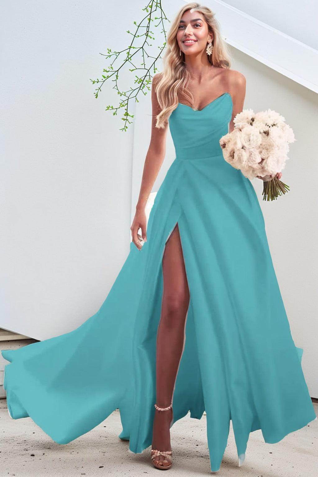 A-Line Court Train Satin Prom Dress CS0423