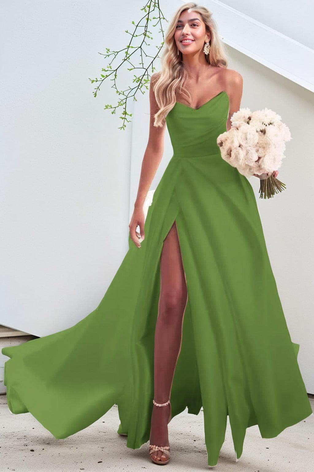 A-Line Court Train Satin Prom Dress CS0423