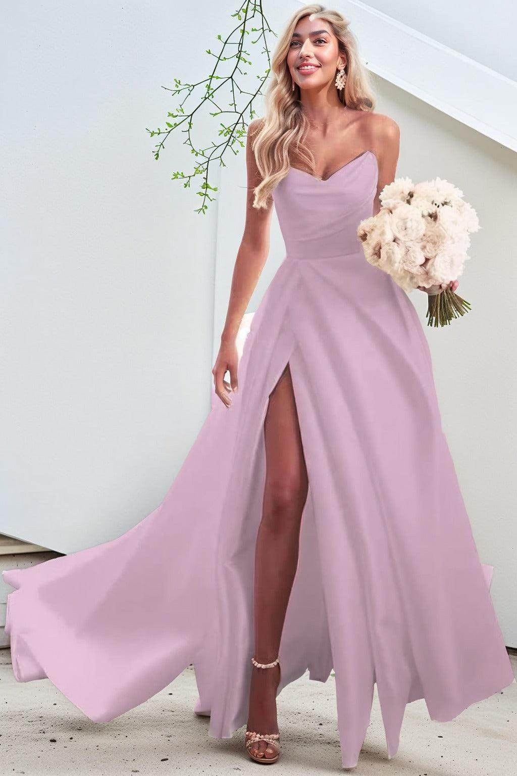 A-Line Court Train Satin Prom Dress CS0423