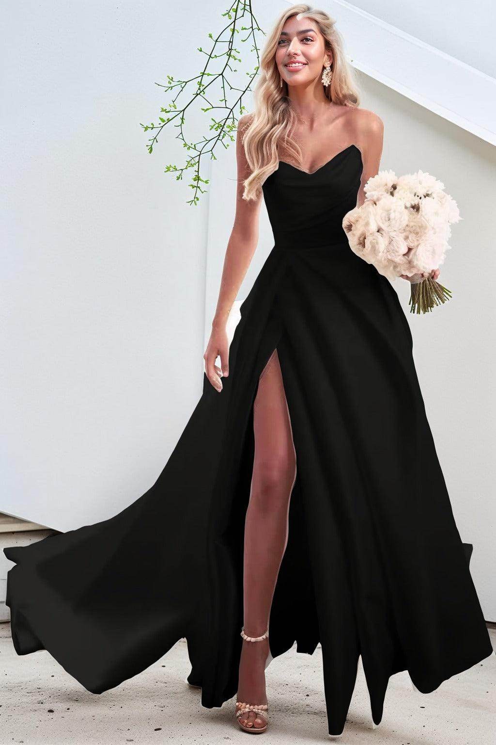 A-Line Court Train Satin Prom Dress CS0423