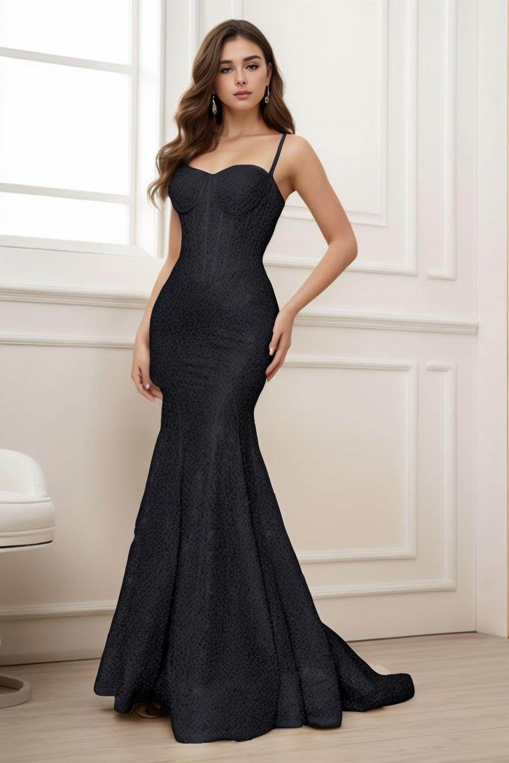 Trumpet-Mermaid Sweep-Brush Train Sequined Prom Dress CS0430
