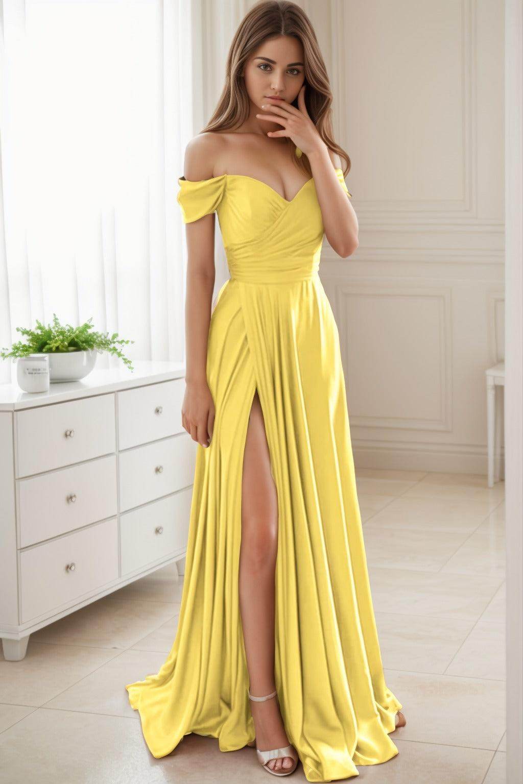 A-Line Sweep-Brush Train Silk-Like Prom Dress CS0432