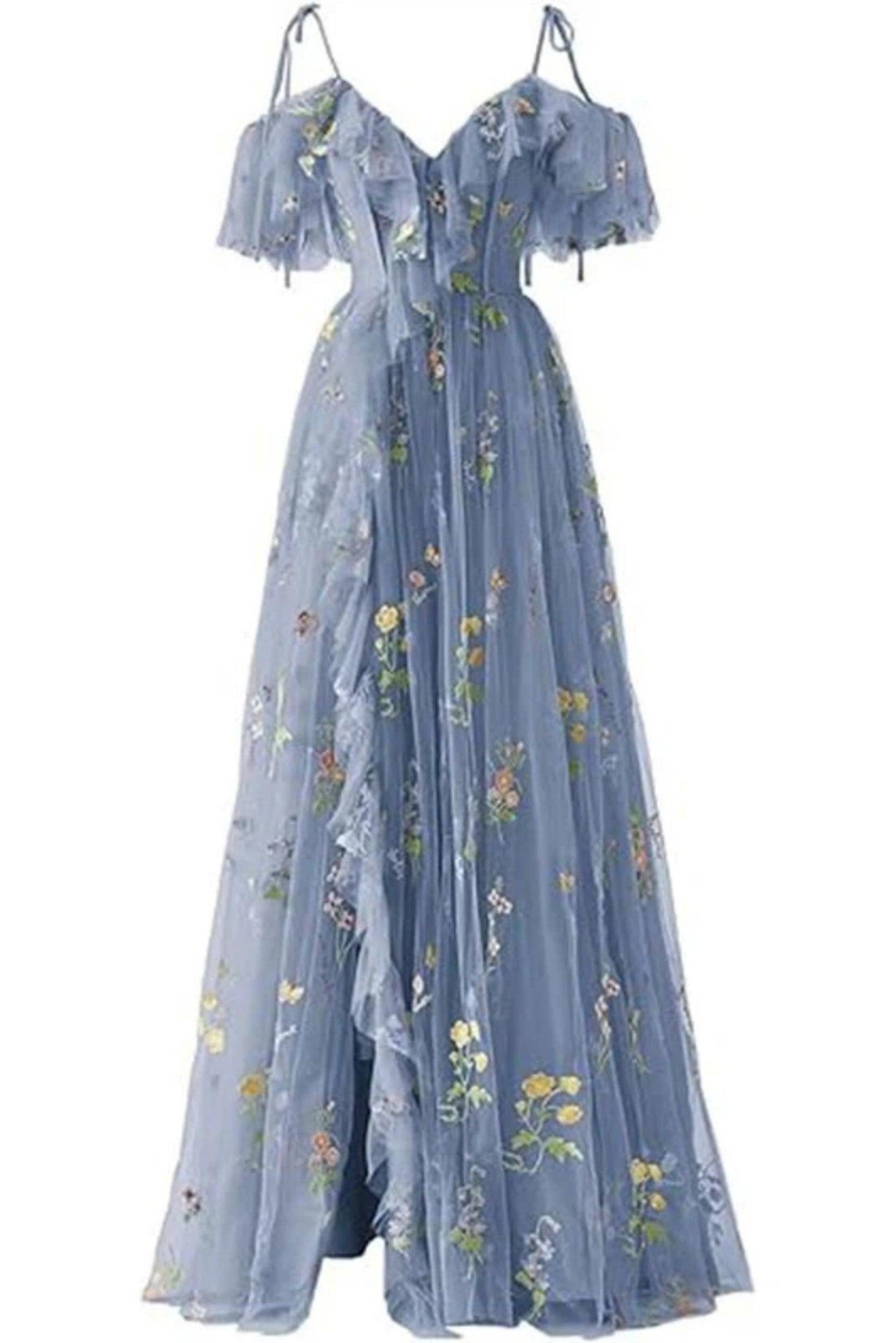 A-Line Floor Length Print Prom Dress CS0441