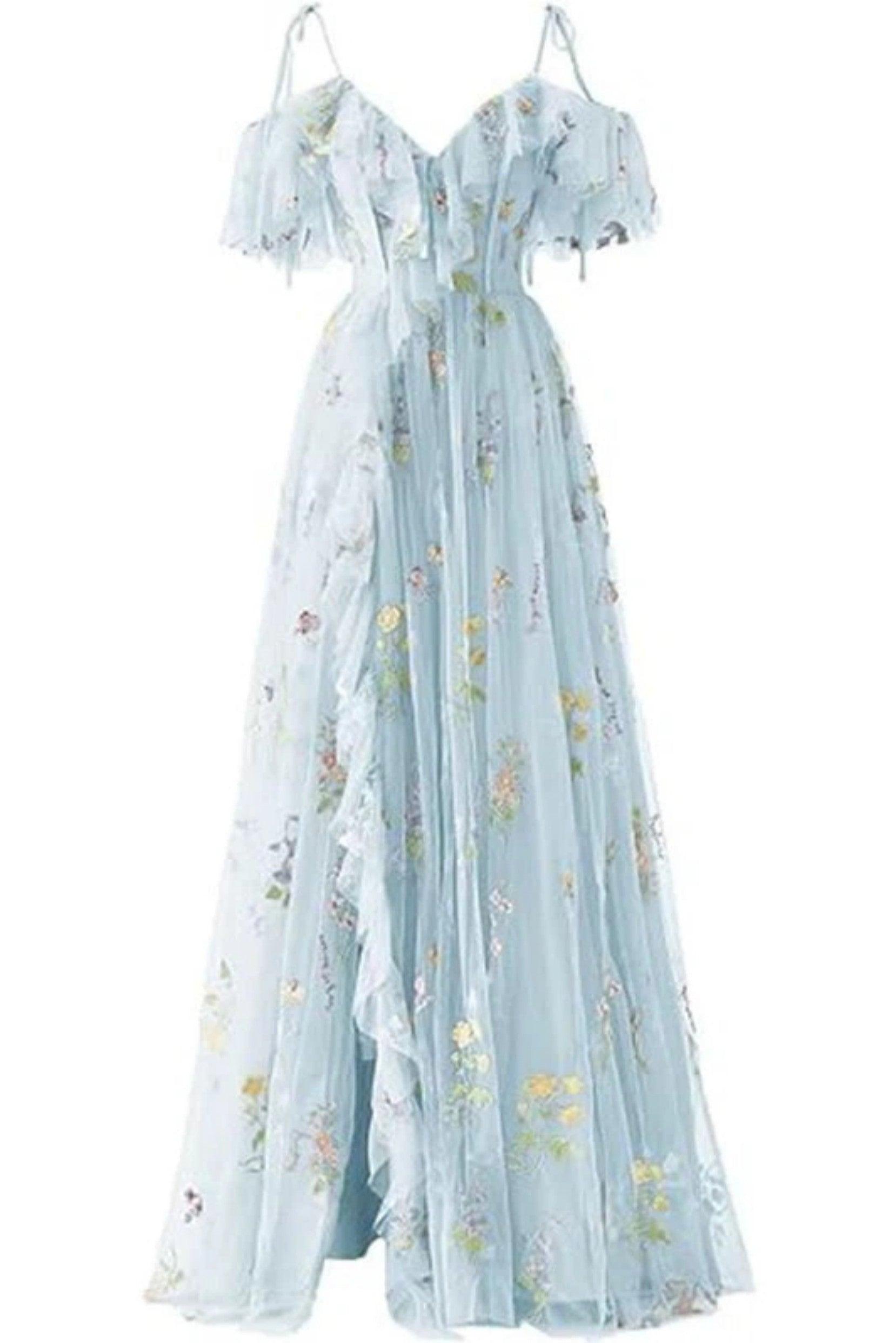 A-Line Floor Length Print Prom Dress CS0441