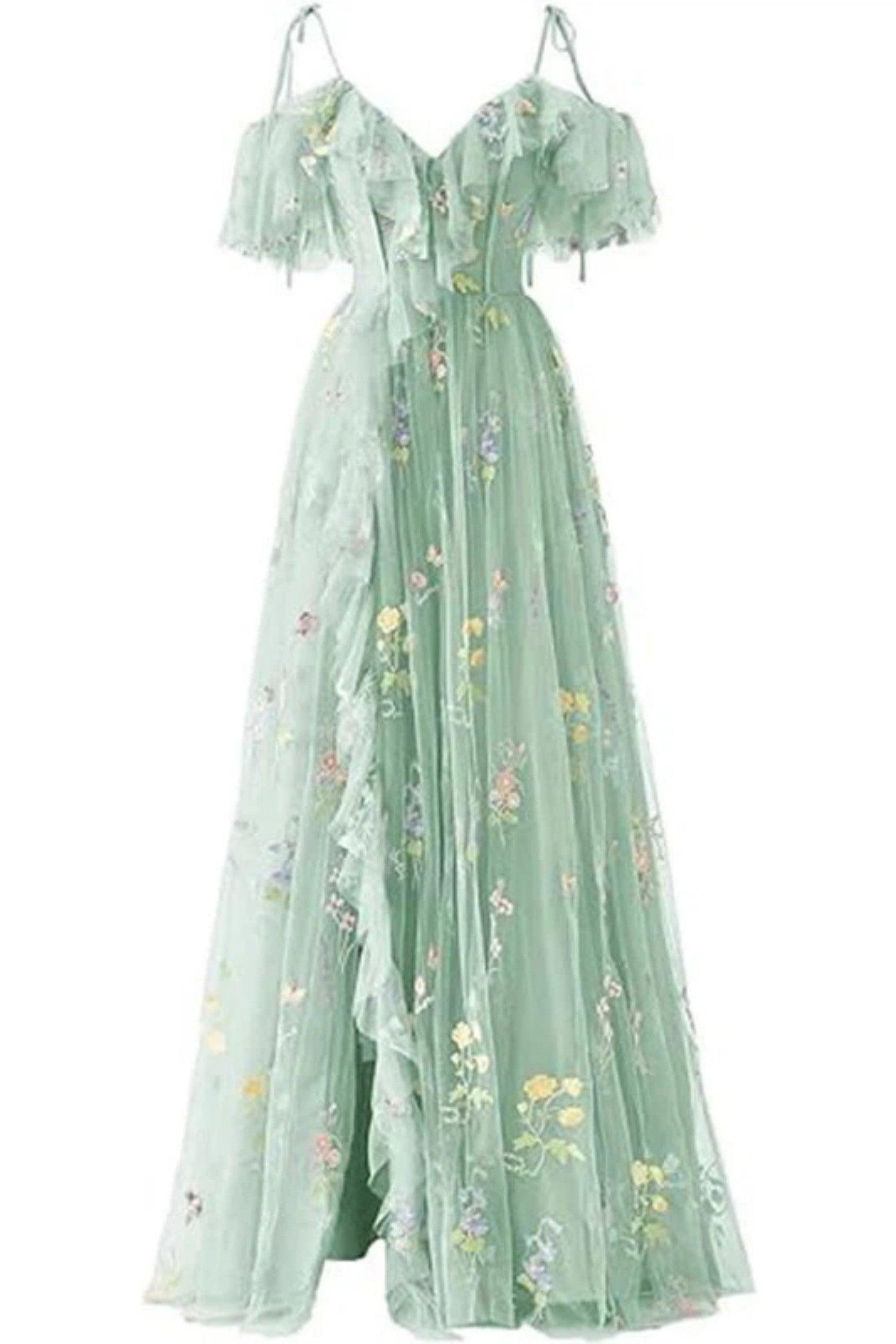 A-Line Floor Length Print Prom Dress CS0441