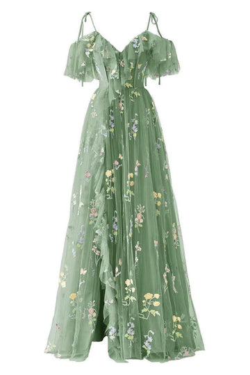 A-Line Floor Length Print Prom Dress CS0441