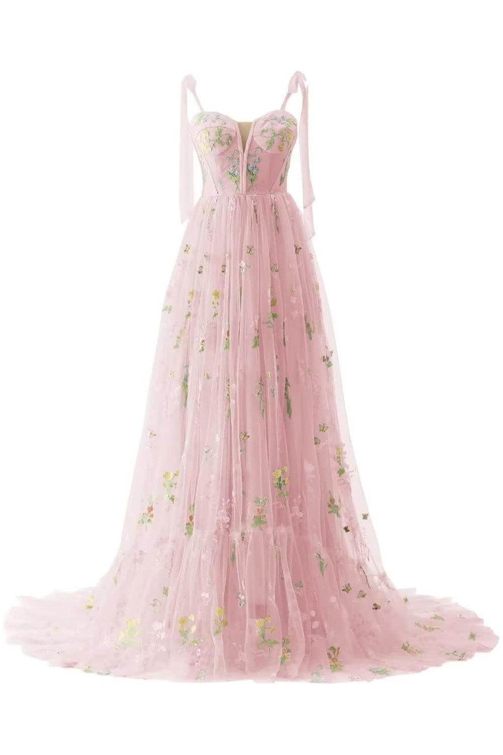 A-Line Court Train Print Prom Dress CS0445