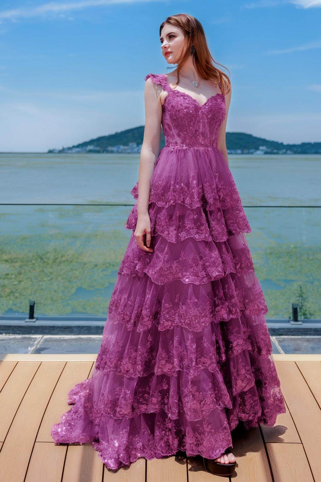Ball Gown Sweep-Brush Train Tulle Prom Dress CS0481