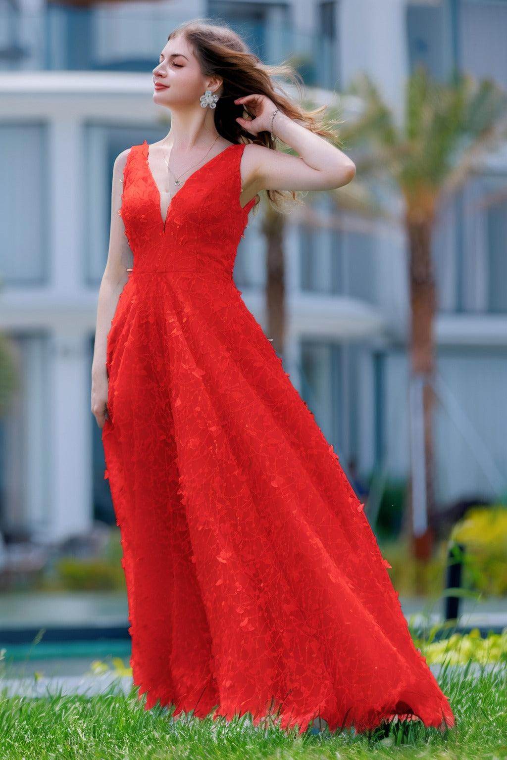 A-Line Sweep-Brush Train Sequined Lace Prom Dress CS0484