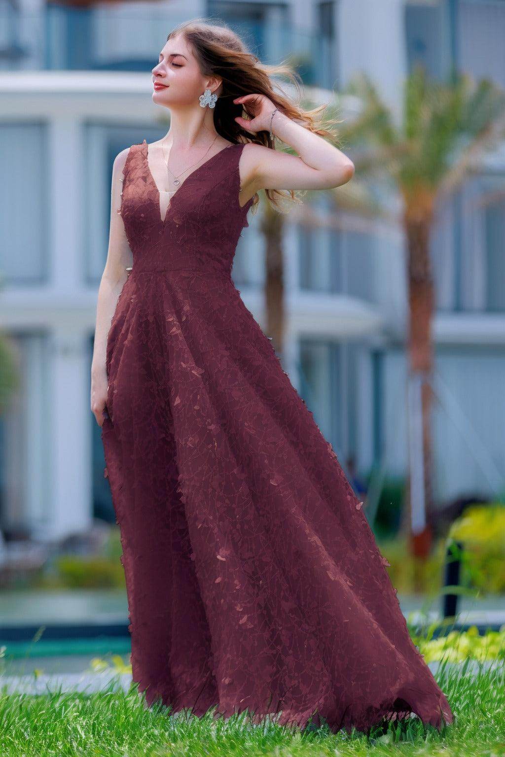 A-Line Sweep-Brush Train Sequined Lace Prom Dress CS0484