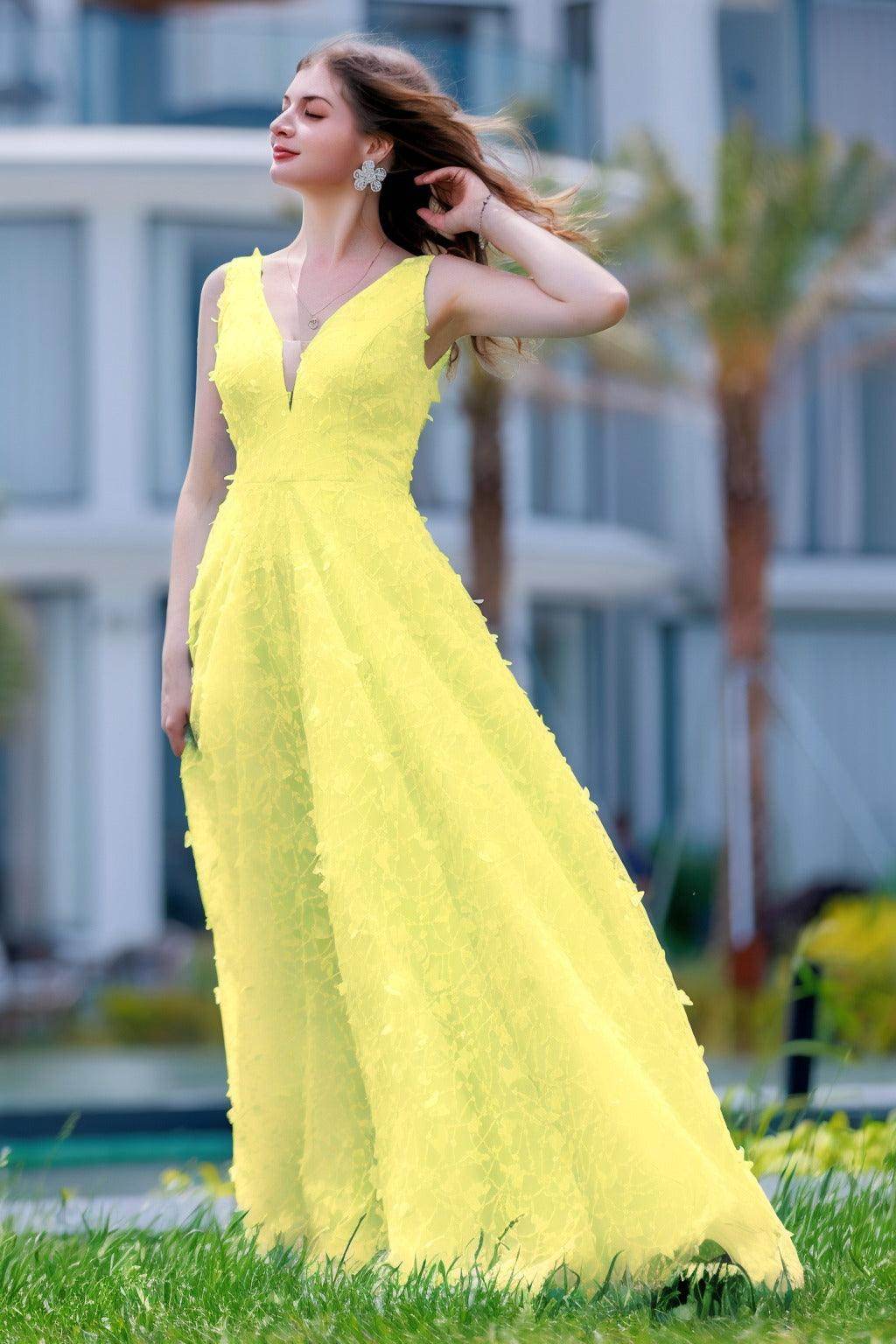 A-Line Sweep-Brush Train Sequined Lace Prom Dress CS0484