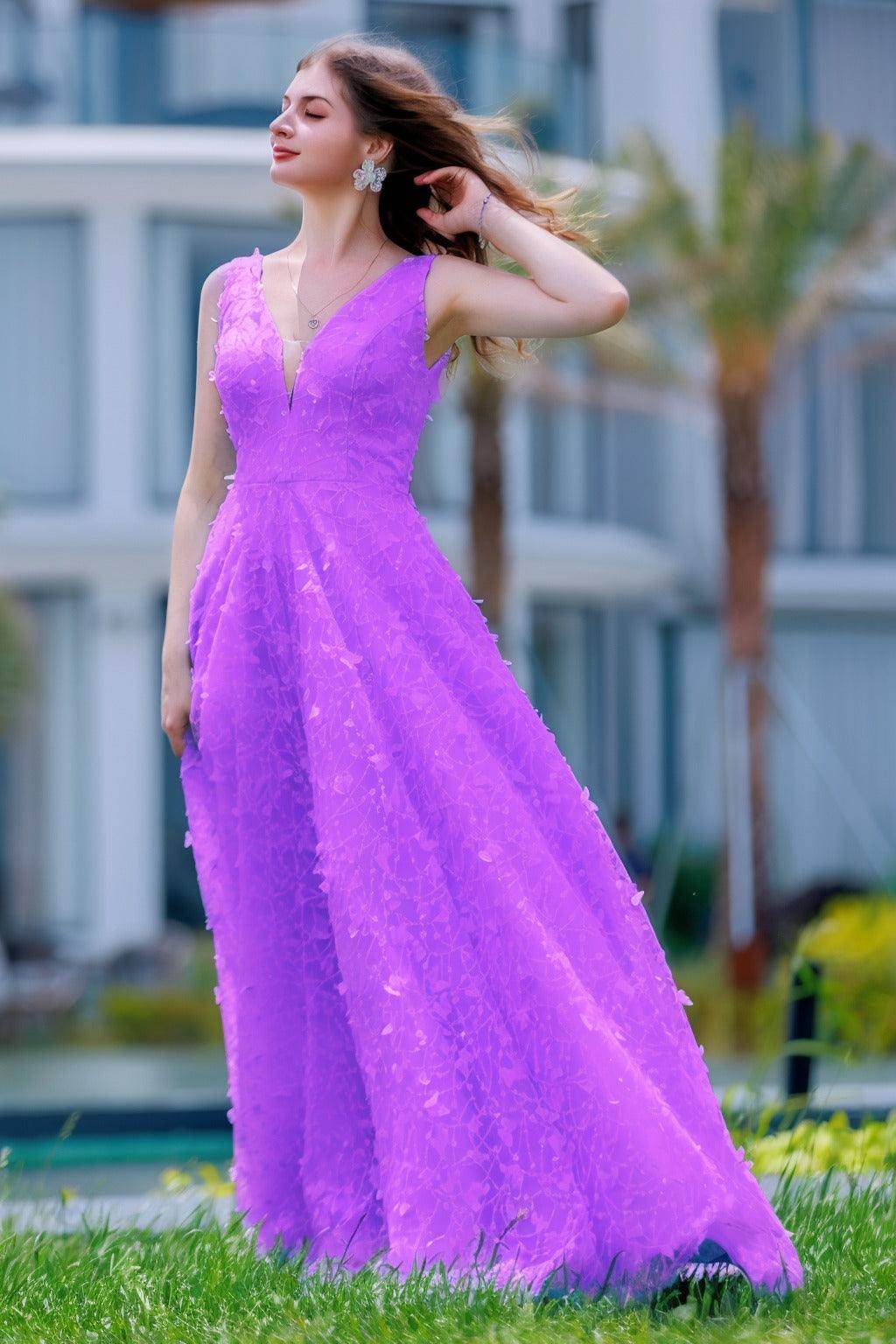 A-Line Sweep-Brush Train Sequined Lace Prom Dress CS0484