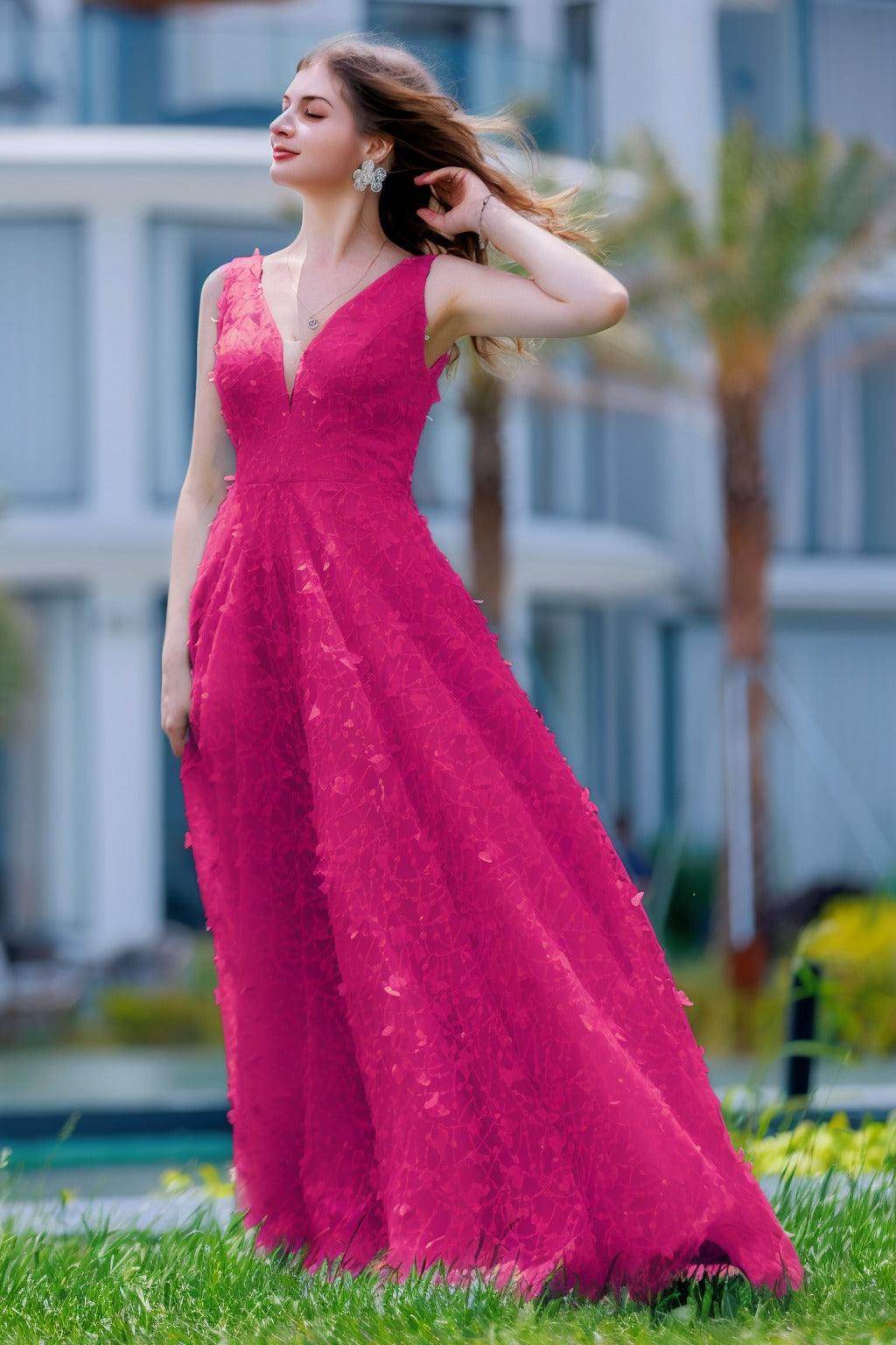 A-Line Sweep-Brush Train Sequined Lace Prom Dress CS0484