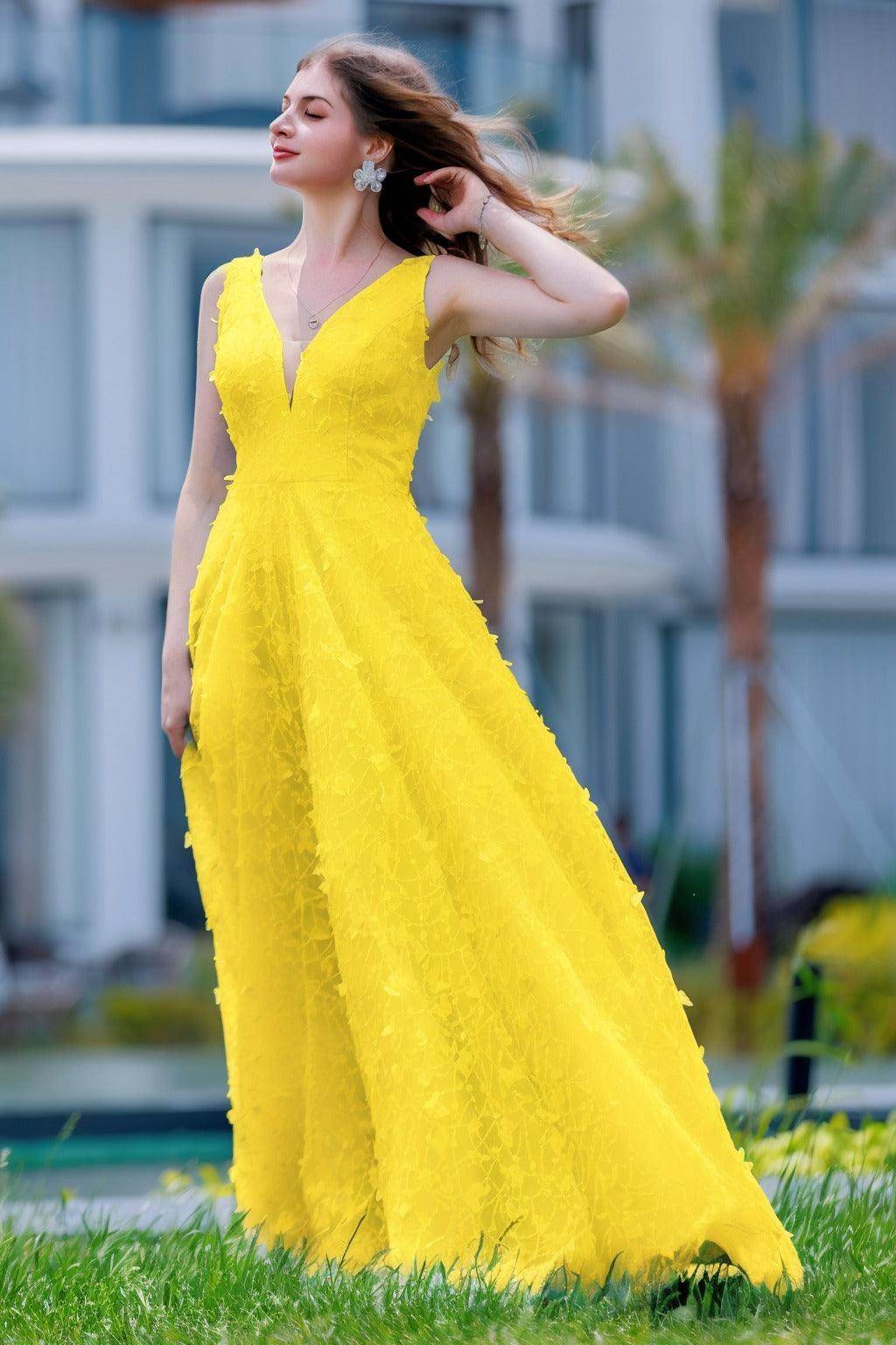 A-Line Sweep-Brush Train Sequined Lace Prom Dress CS0484