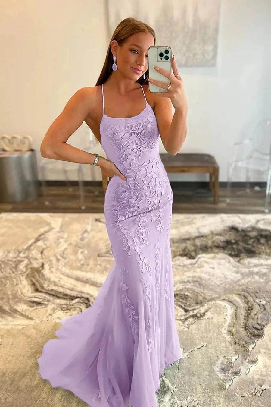 Sheath-Column Floor Length Tulle Prom Dress CS0489