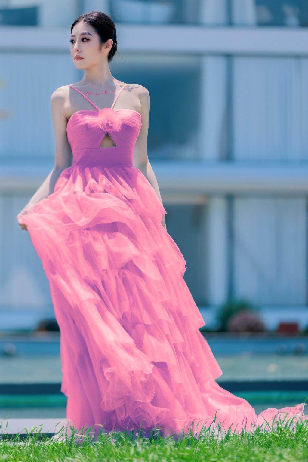 Princess Sweep-Brush Train Tulle Prom Dress CS0493