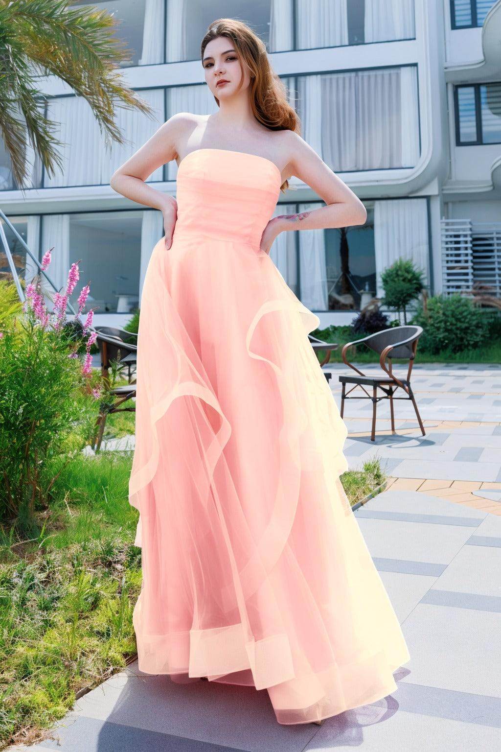A-Line Floor Length Tulle Prom Dress CS0497