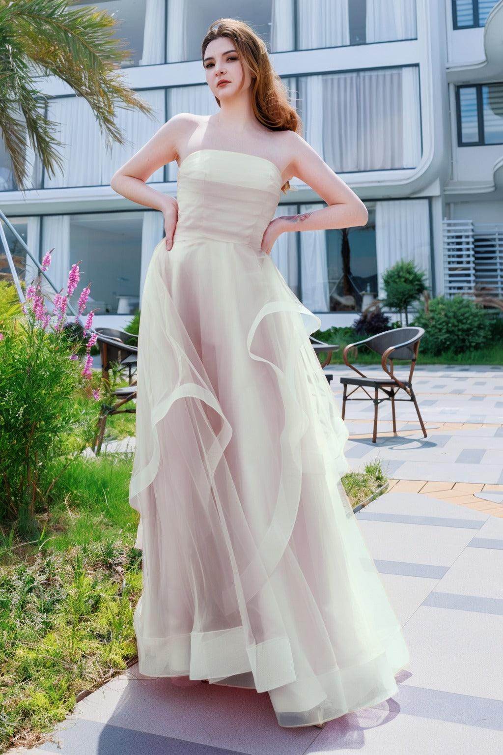 A-Line Floor Length Tulle Prom Dress CS0497