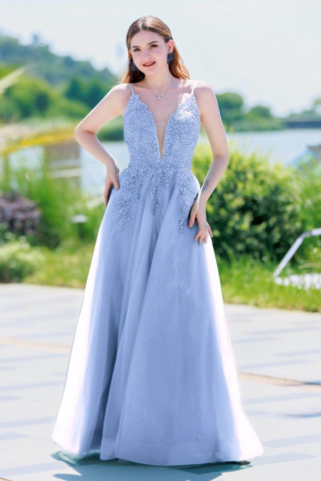 A-Line Floor Length Tulle Prom Dress CS0501