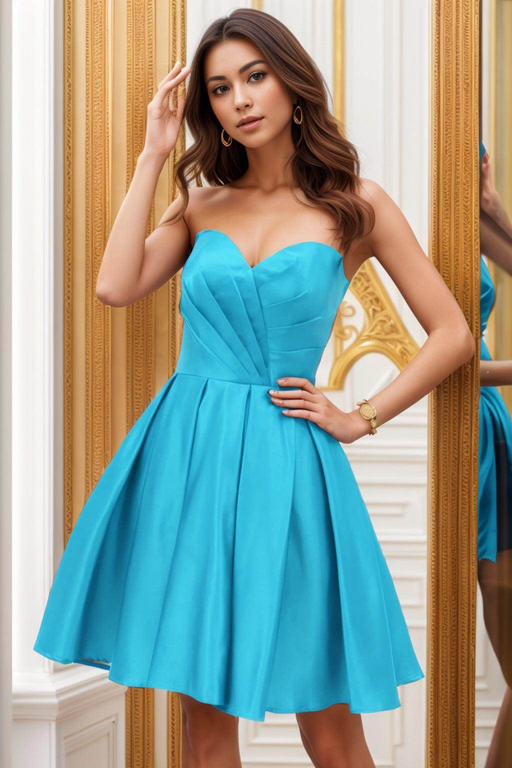 A-Line Knee Length Satin Homecoming Dresses CS0509