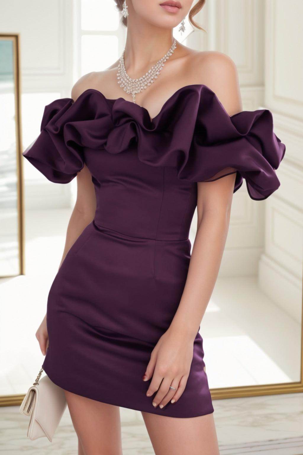 Sheath-Column Short-Mini Satin Homecoming Dresses CS0516