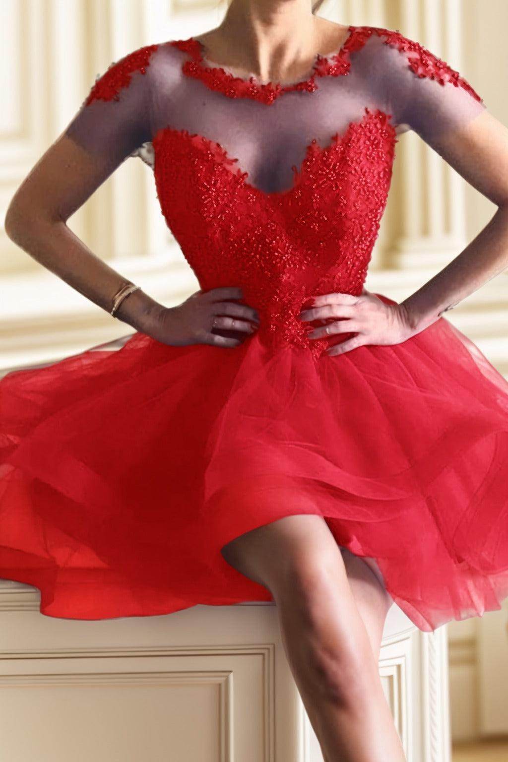 A-Line High-Low Tulle Homecoming Dresses CS0517