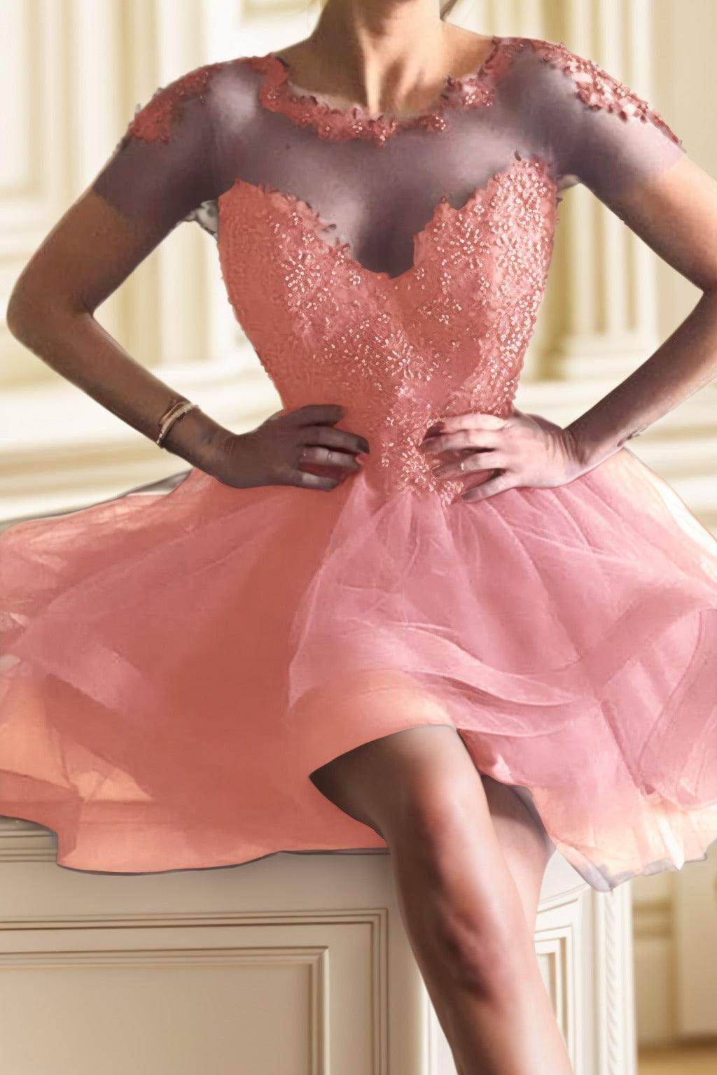A-Line High-Low Tulle Homecoming Dresses CS0517