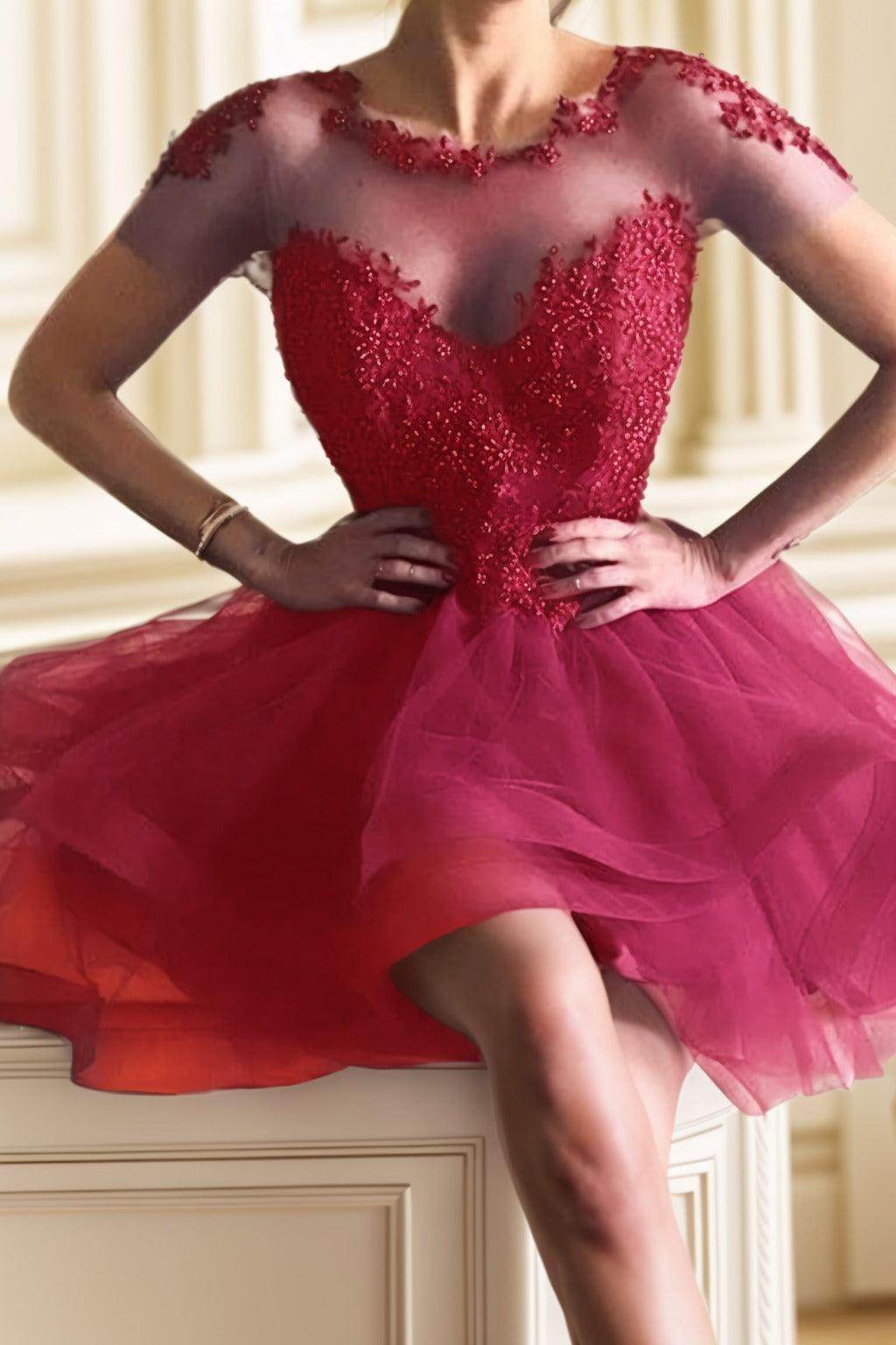 A-Line High-Low Tulle Homecoming Dresses CS0517