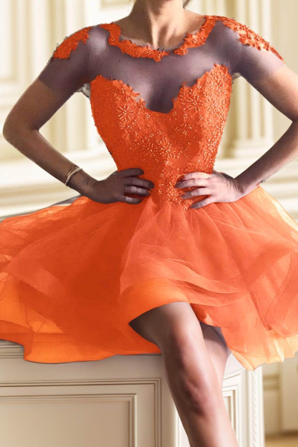 A-Line High-Low Tulle Homecoming Dresses CS0517